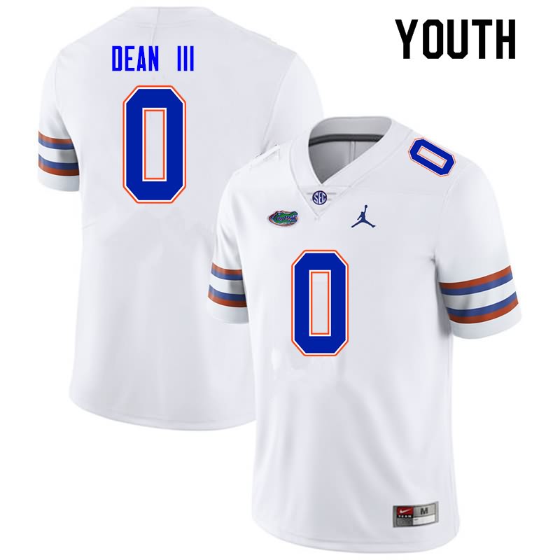 Youth NCAA Florida Gators Trey Dean III #0 Stitched Authentic Nike White College Football Jersey KTH7365JY